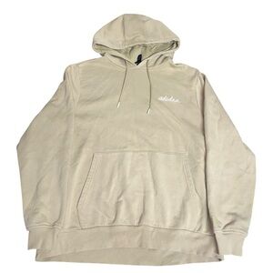 Adidas Tan Brown Oversized Embroidered Hoodie Sweatshirt Size S